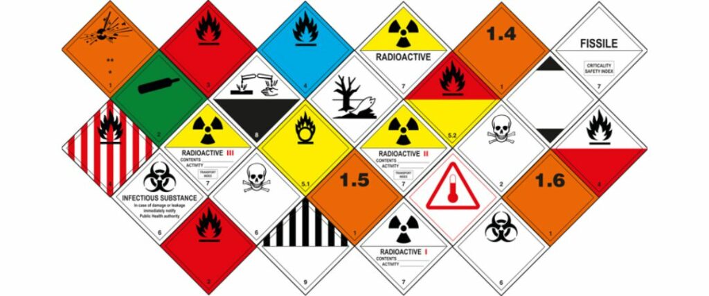 Icones signalétiques pour le transport de marchandise dangereuse